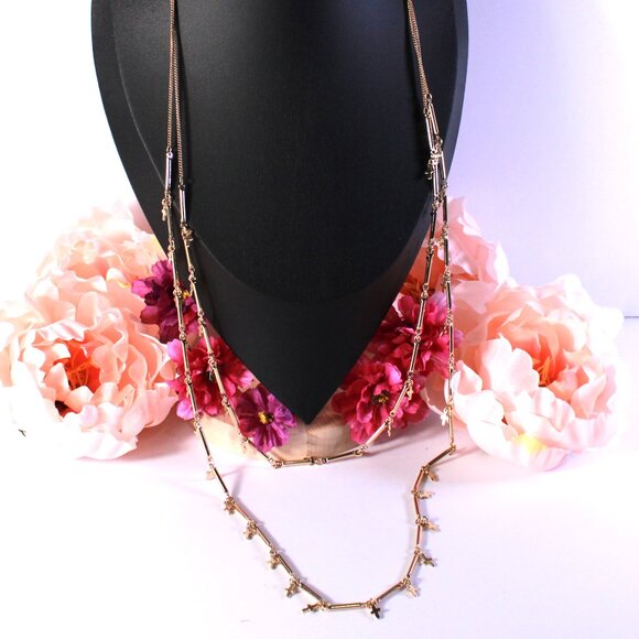 NWT Express Gold Tone Multi-Strand Cross Necklace - Picture 2 of 8